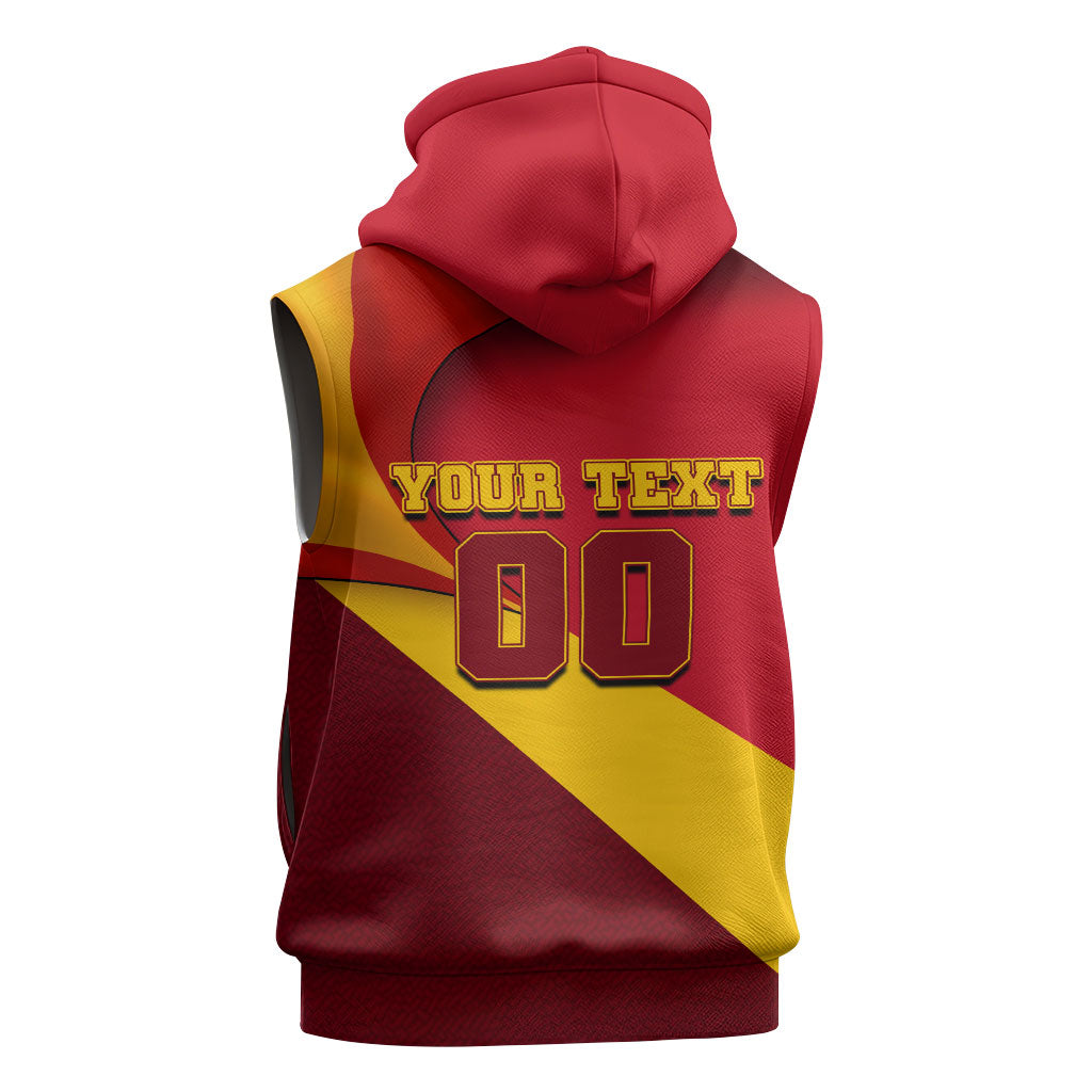 Personalized Spain Football Sleeveless Hoodie Spanish Soccer Team Flag Bull Mascot