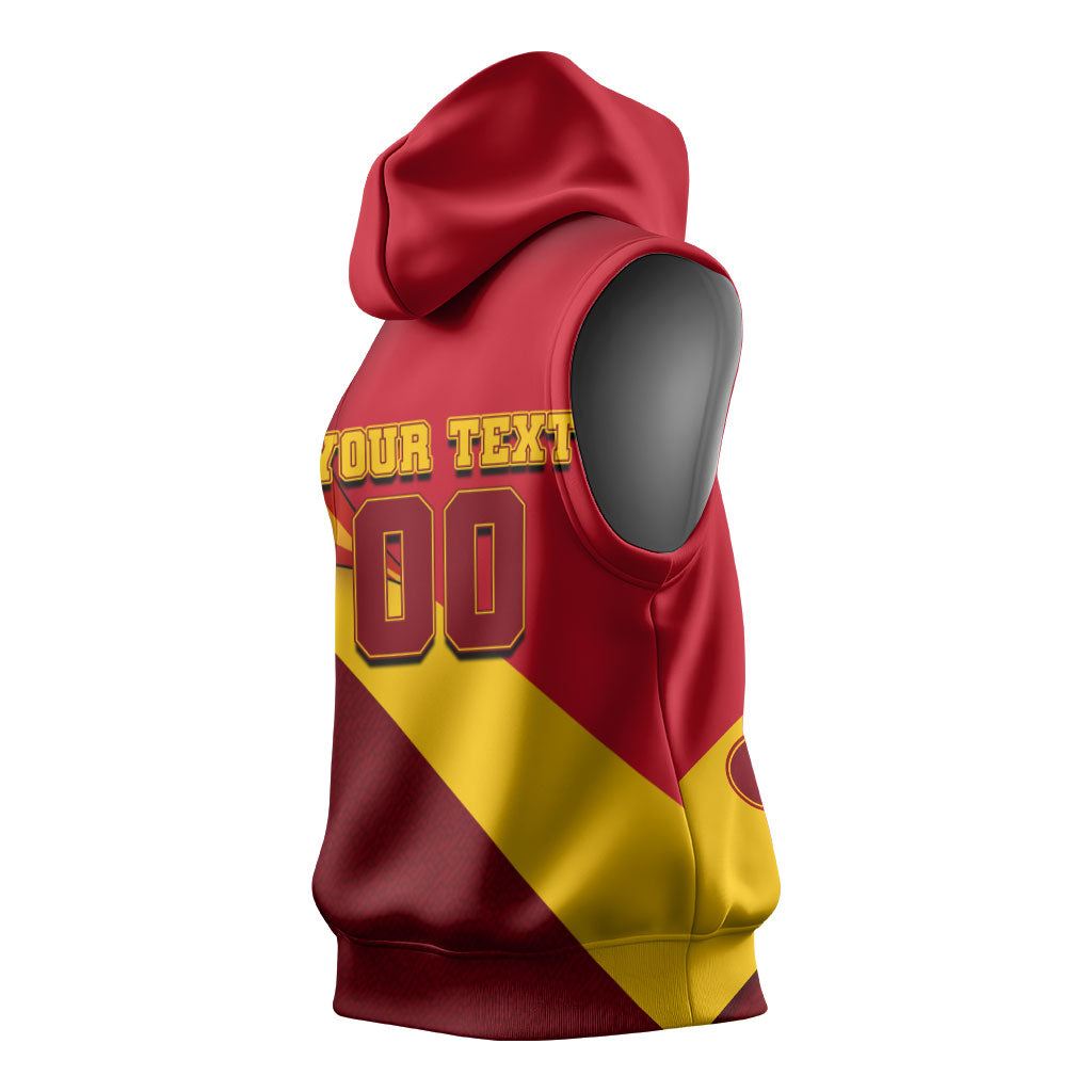 Personalized Spain Football Sleeveless Hoodie Spanish Soccer Team Flag Bull Mascot