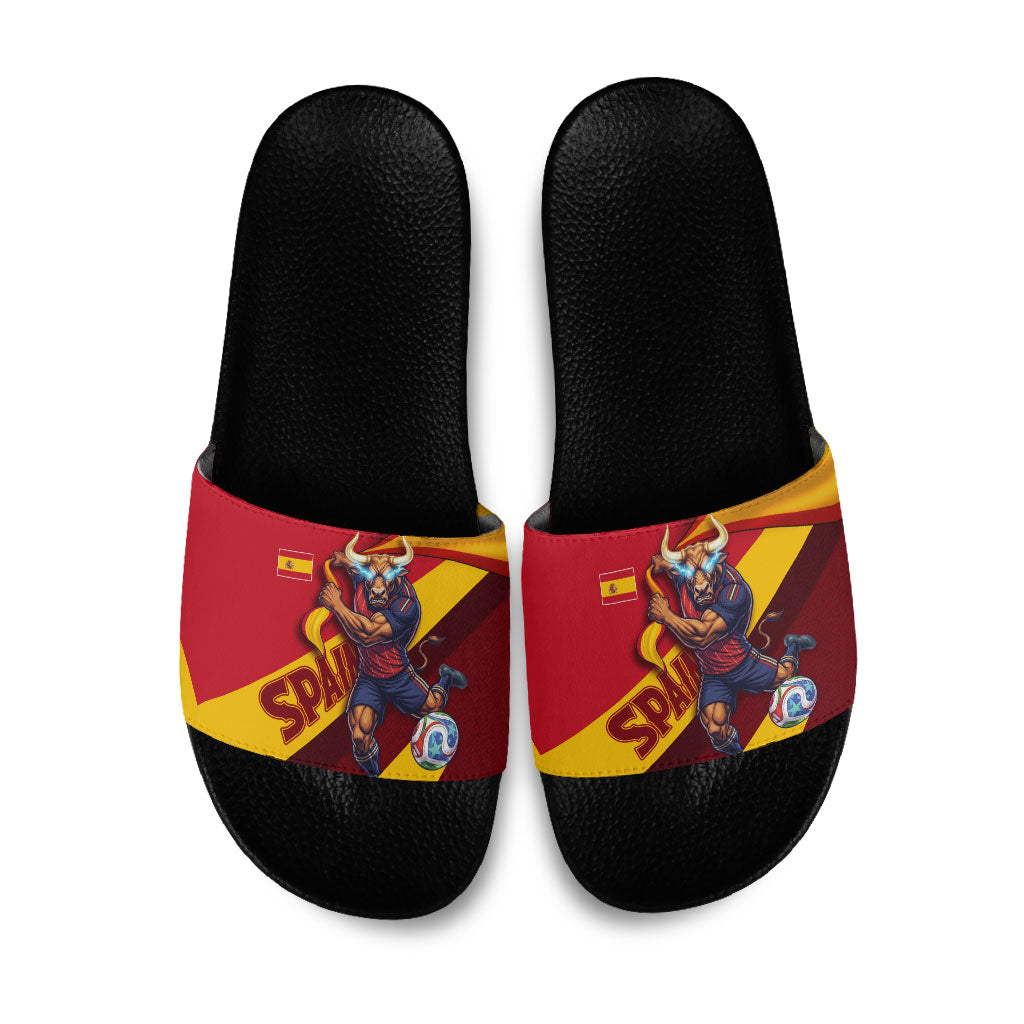 Spain Football Slide Sandals Spanish Soccer Team Flag Bull Mascot