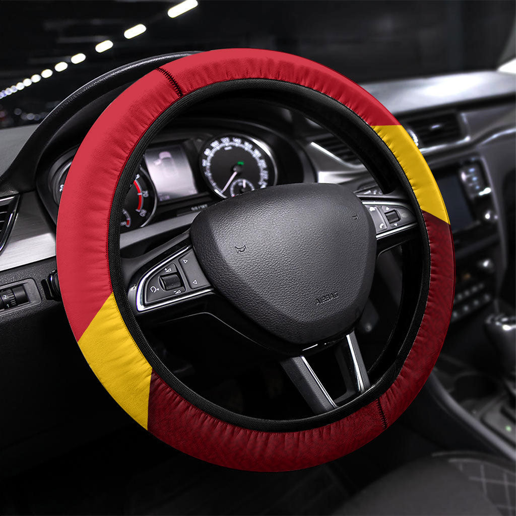 Spain Football Steering Wheel Cover Spanish Soccer Team Flag Bull Mascot