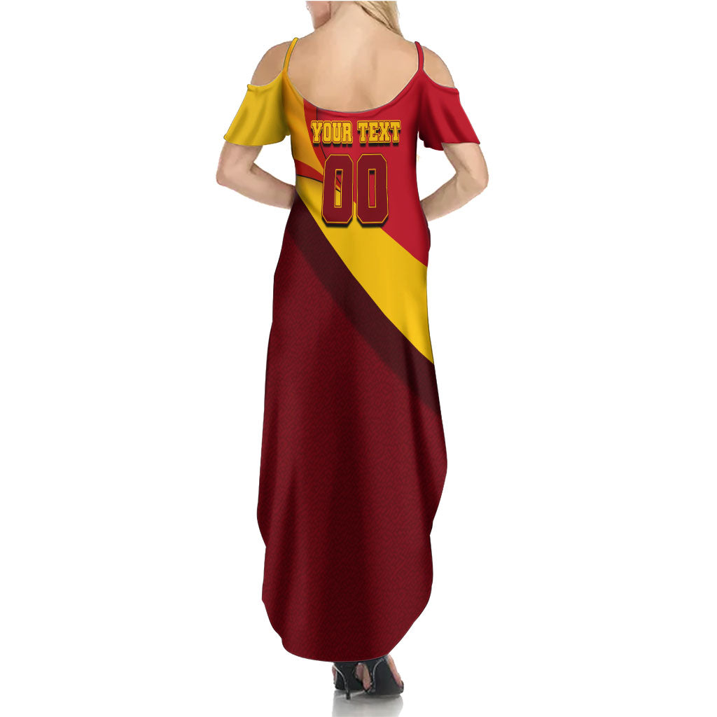 Personalized Spain Football Summer Maxi Dress Spanish Soccer Team Flag Bull Mascot
