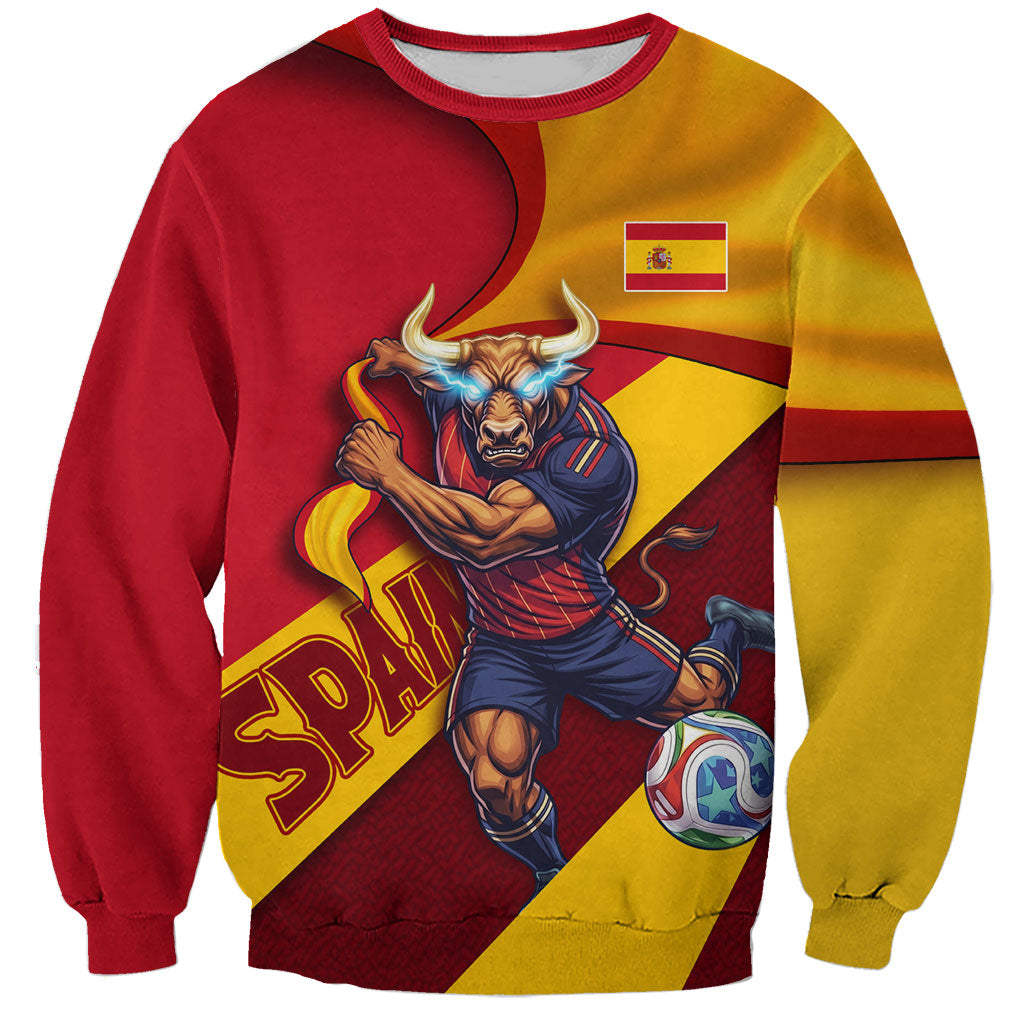 Personalized Spain Football Sweatshirt Spanish Soccer Team Flag Bull Mascot