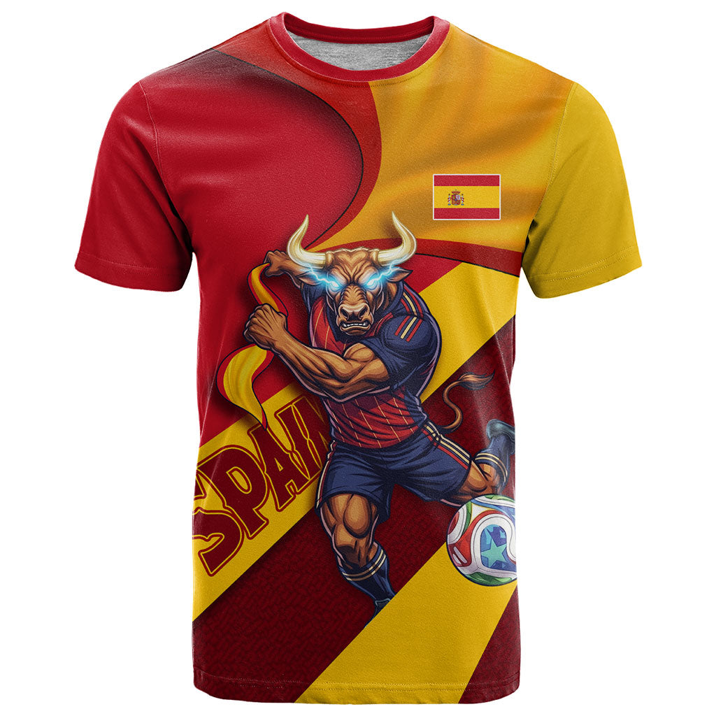 Personalized Spain Football T Shirt Spanish Soccer Team Flag Bull Mascot