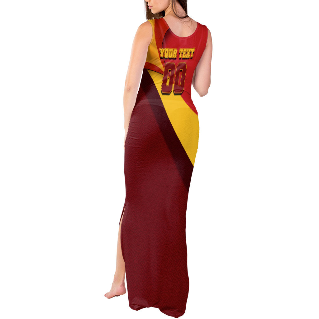 Personalized Spain Football Tank Maxi Dress Spanish Soccer Team Flag Bull Mascot