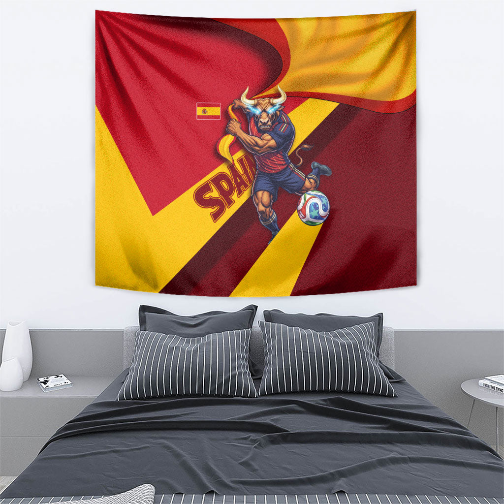 Spain Football Tapestry Spanish Soccer Team Flag Bull Mascot