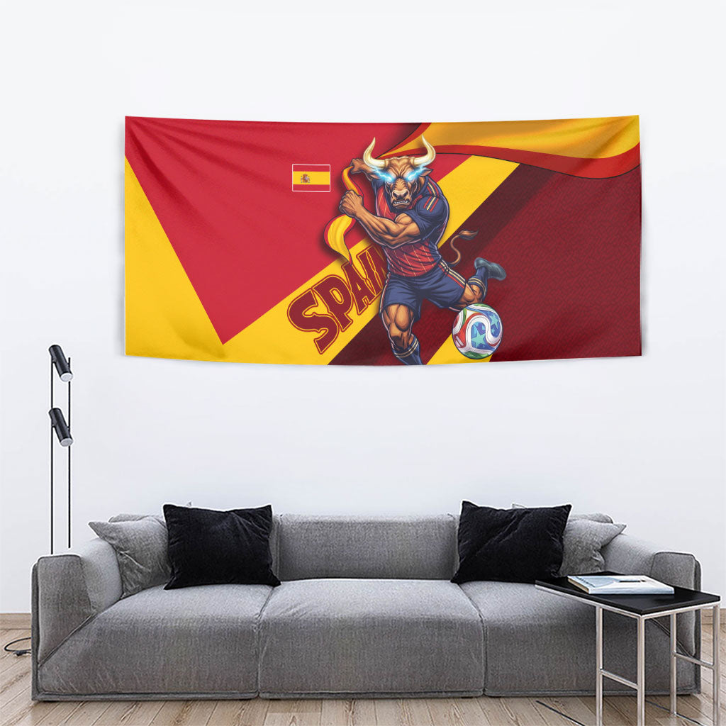 Spain Football Tapestry Spanish Soccer Team Flag Bull Mascot