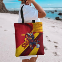 Spain Football Tote Bag Spanish Soccer Team Flag Bull Mascot