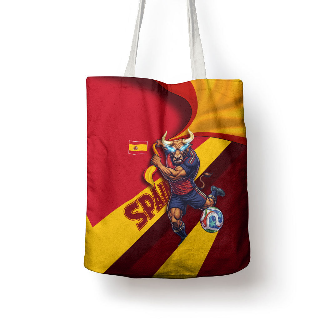 Spain Football Tote Bag Spanish Soccer Team Flag Bull Mascot
