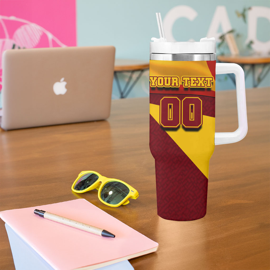 Personalized Spain Football Tumbler With Handle Spanish Soccer Team Flag Bull Mascot