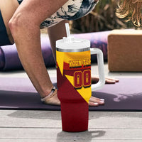 Personalized Spain Football Tumbler With Handle Spanish Soccer Team Flag Bull Mascot
