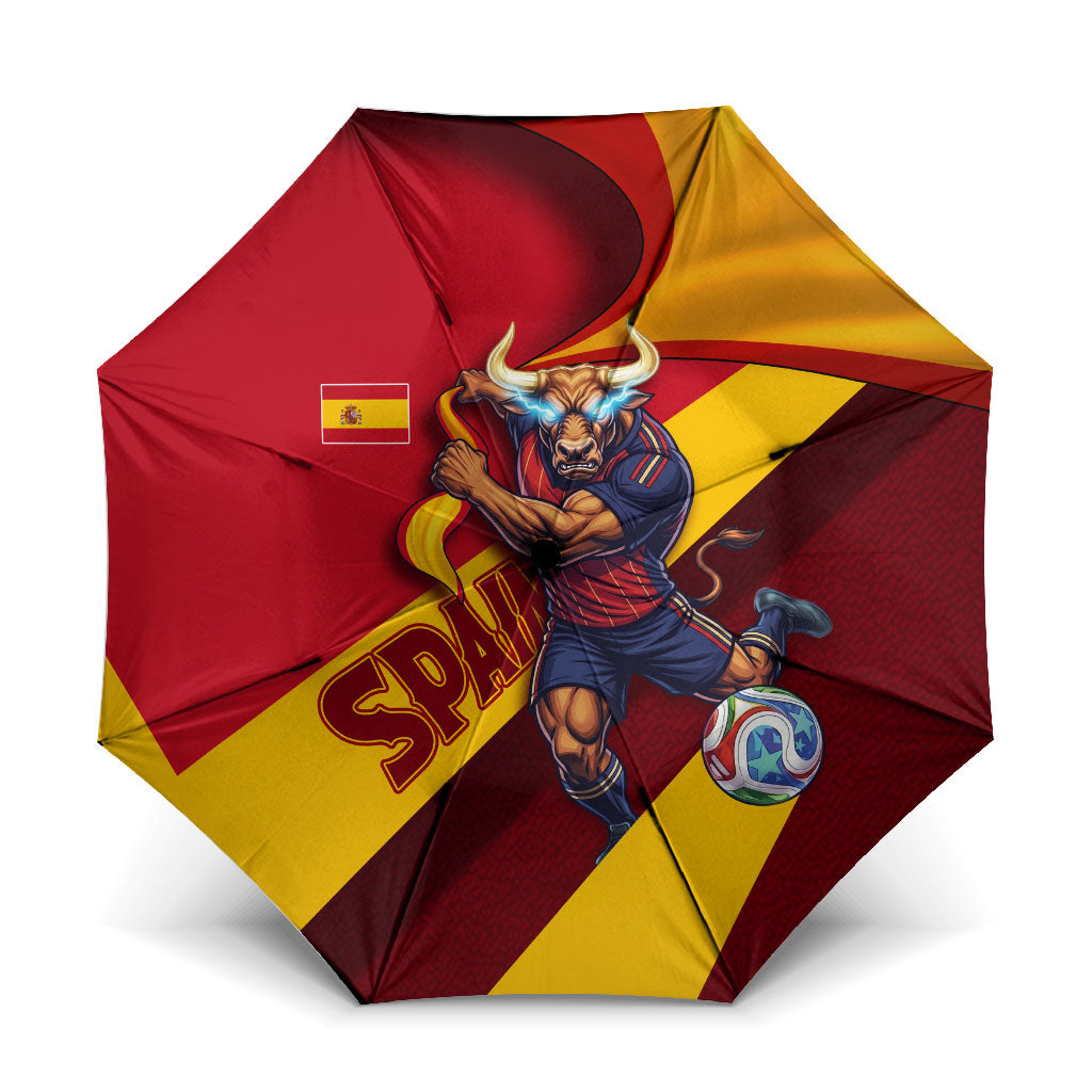 Spain Football Umbrella Spanish Soccer Team Flag Bull Mascot