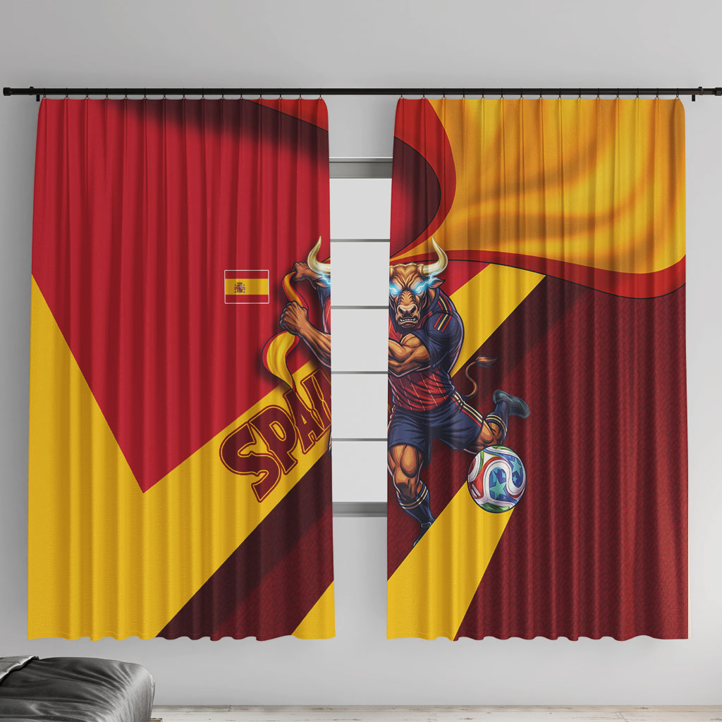 Spain Football Window Curtain Spanish Soccer Team Flag Bull Mascot