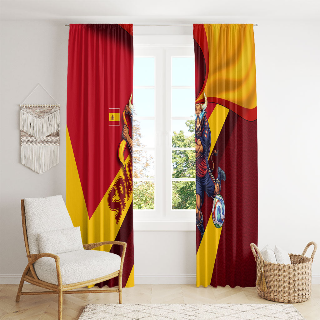 Spain Football Window Curtain Spanish Soccer Team Flag Bull Mascot