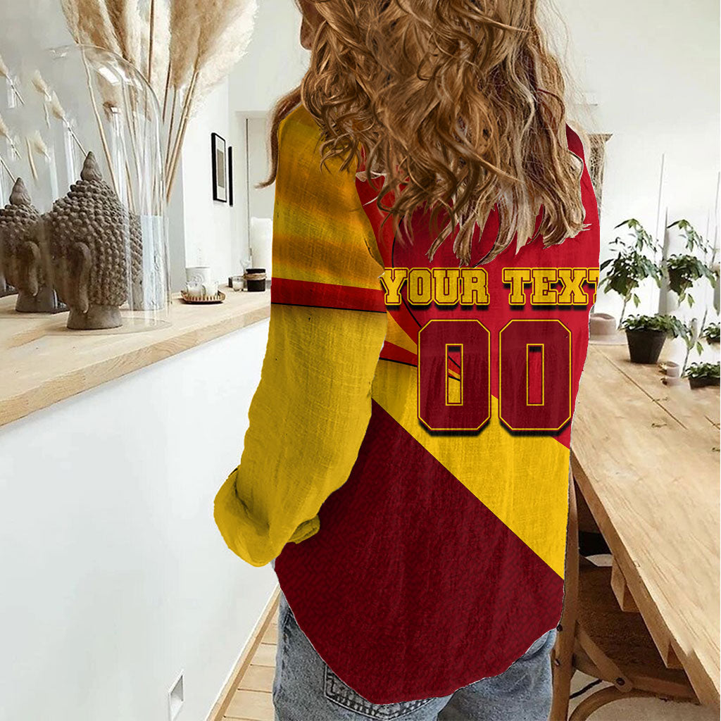 Personalized Spain Football Women Casual Shirt Spanish Soccer Team Flag Bull Mascot