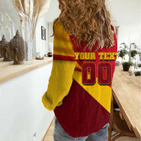 Personalized Spain Football Women Casual Shirt Spanish Soccer Team Flag Bull Mascot