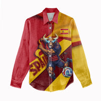 Personalized Spain Football Women Casual Shirt Spanish Soccer Team Flag Bull Mascot