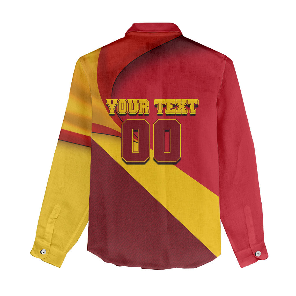 Personalized Spain Football Women Casual Shirt Spanish Soccer Team Flag Bull Mascot
