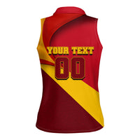 Personalized Spain Football Women Sleeveless Polo Shirt Spanish Soccer Team Flag Bull Mascot