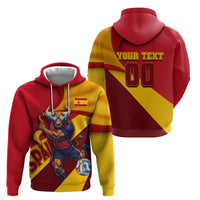 Personalized Spain Football Zip Hoodie Spanish Soccer Team Flag Bull Mascot