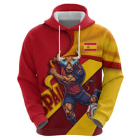 Personalized Spain Football Zip Hoodie Spanish Soccer Team Flag Bull Mascot