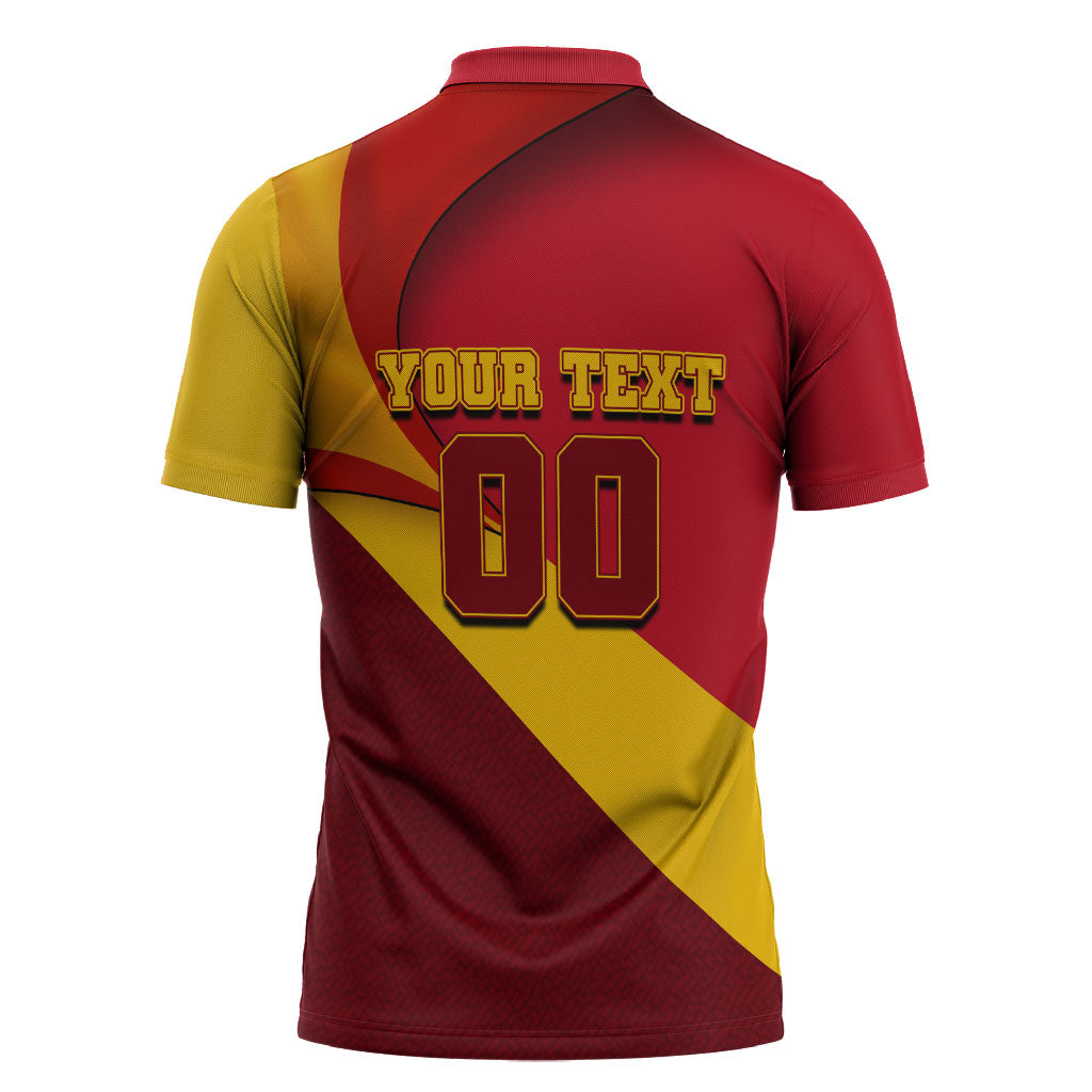 Personalized Spain Football Zipper Polo Shirt Spanish Soccer Team Flag Bull Mascot