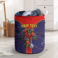 Personalized Spain Football Laundry Basket Fear the Bull Soccer Mascot Marble Art