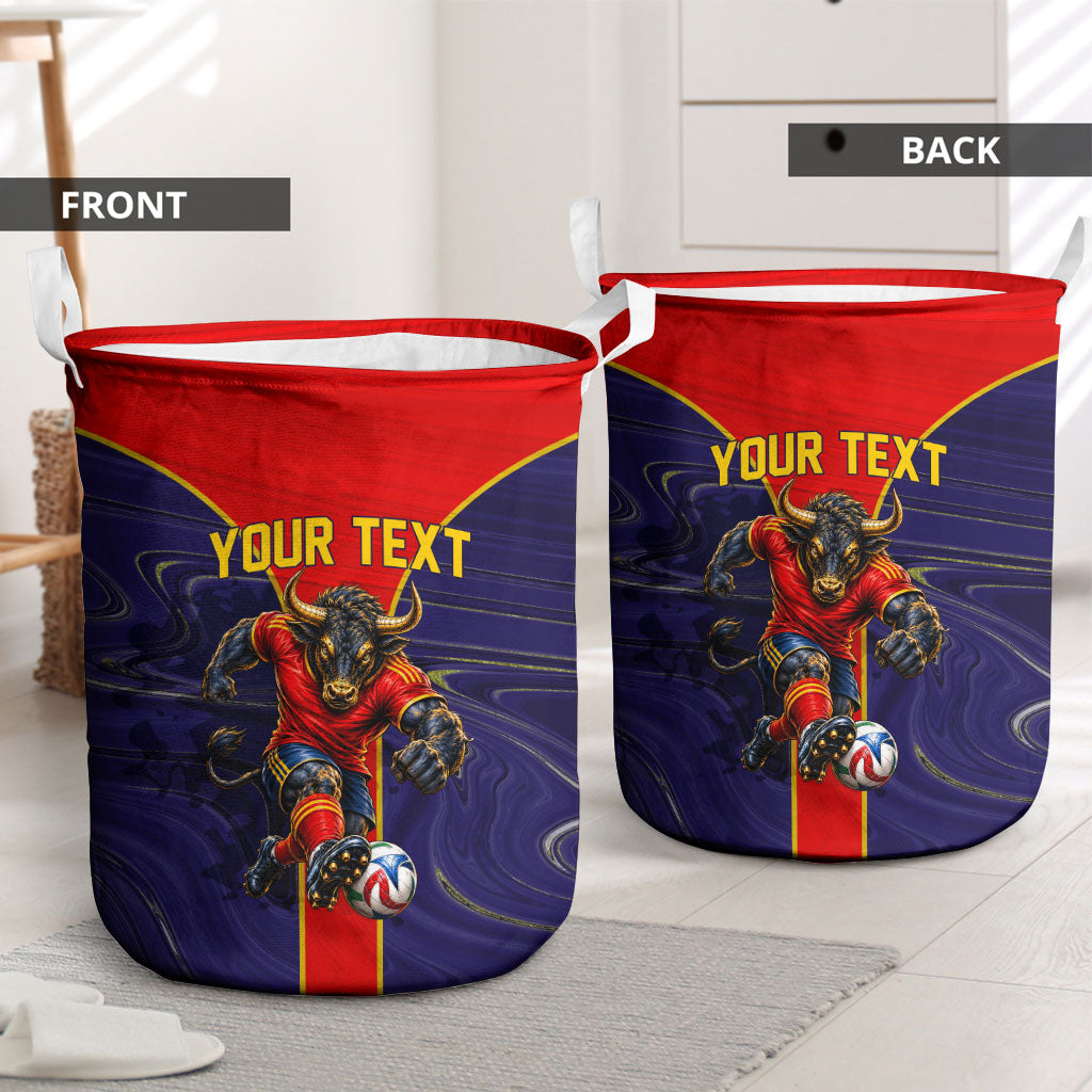 Personalized Spain Football Laundry Basket Fear the Bull Soccer Mascot Marble Art