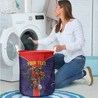 Personalized Spain Football Laundry Basket Fear the Bull Soccer Mascot Marble Art