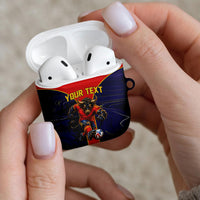 Personalized Spain Football AirPods Case Fear the Bull Soccer Mascot Marble Art