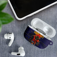 Personalized Spain Football AirPods Case Fear the Bull Soccer Mascot Marble Art