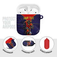 Personalized Spain Football AirPods Case Fear the Bull Soccer Mascot Marble Art