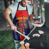 Personalized Spain Football Apron Fear the Bull Soccer Mascot Marble Art