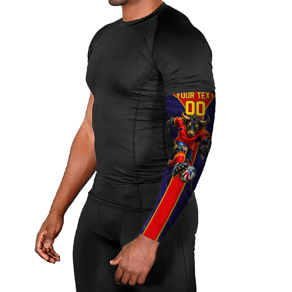 Personalized Spain Football Arm Sleeves Fear the Bull Soccer Mascot Marble Art