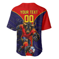Personalized Spain Football Baseball Jersey Fear the Bull Soccer Mascot Marble Art