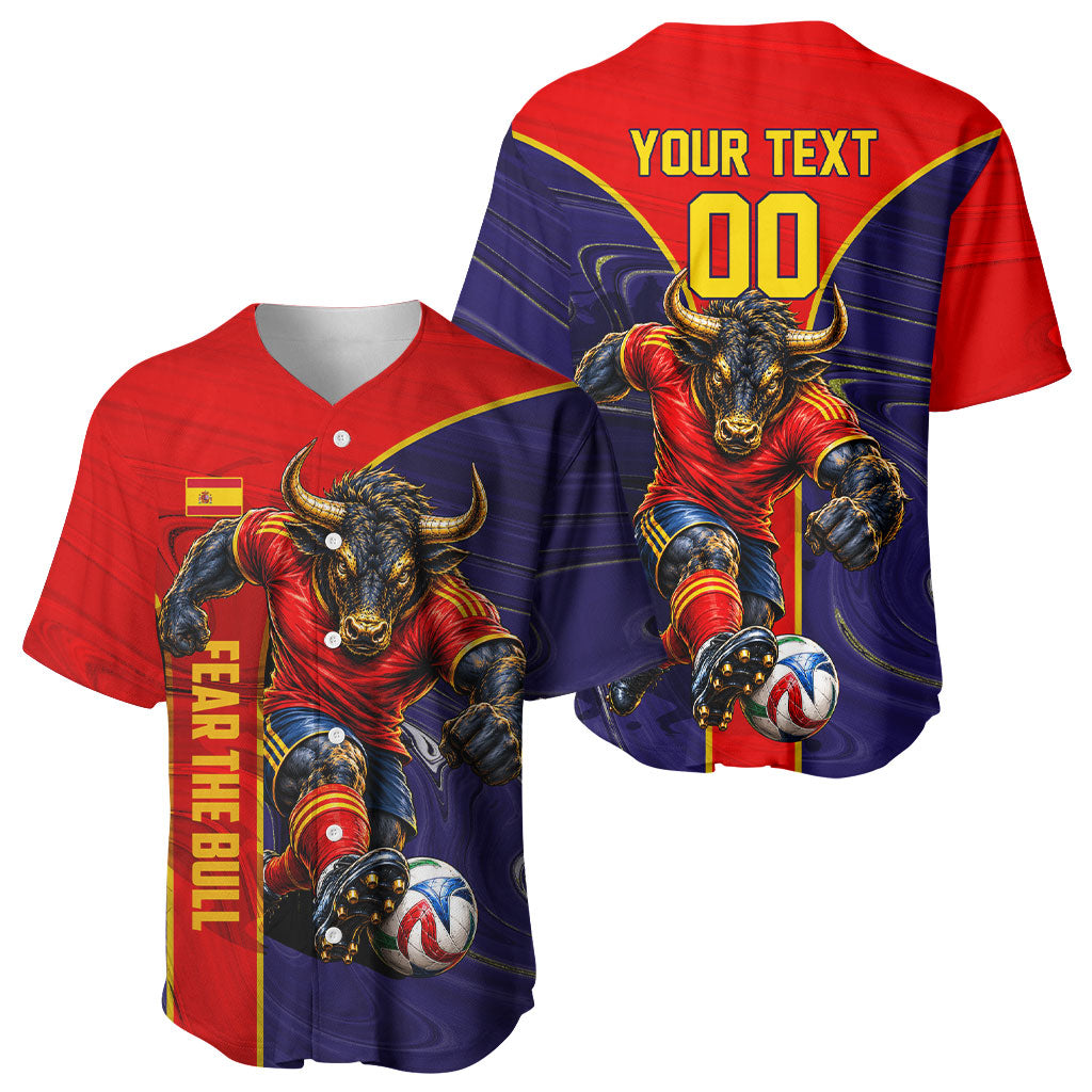 Personalized Spain Football Baseball Jersey Fear the Bull Soccer Mascot Marble Art