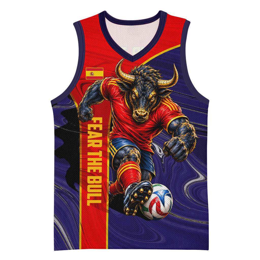 Personalized Spain Football Basketball Jersey Fear the Bull Soccer Mascot Marble Art