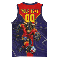 Personalized Spain Football Basketball Jersey Fear the Bull Soccer Mascot Marble Art