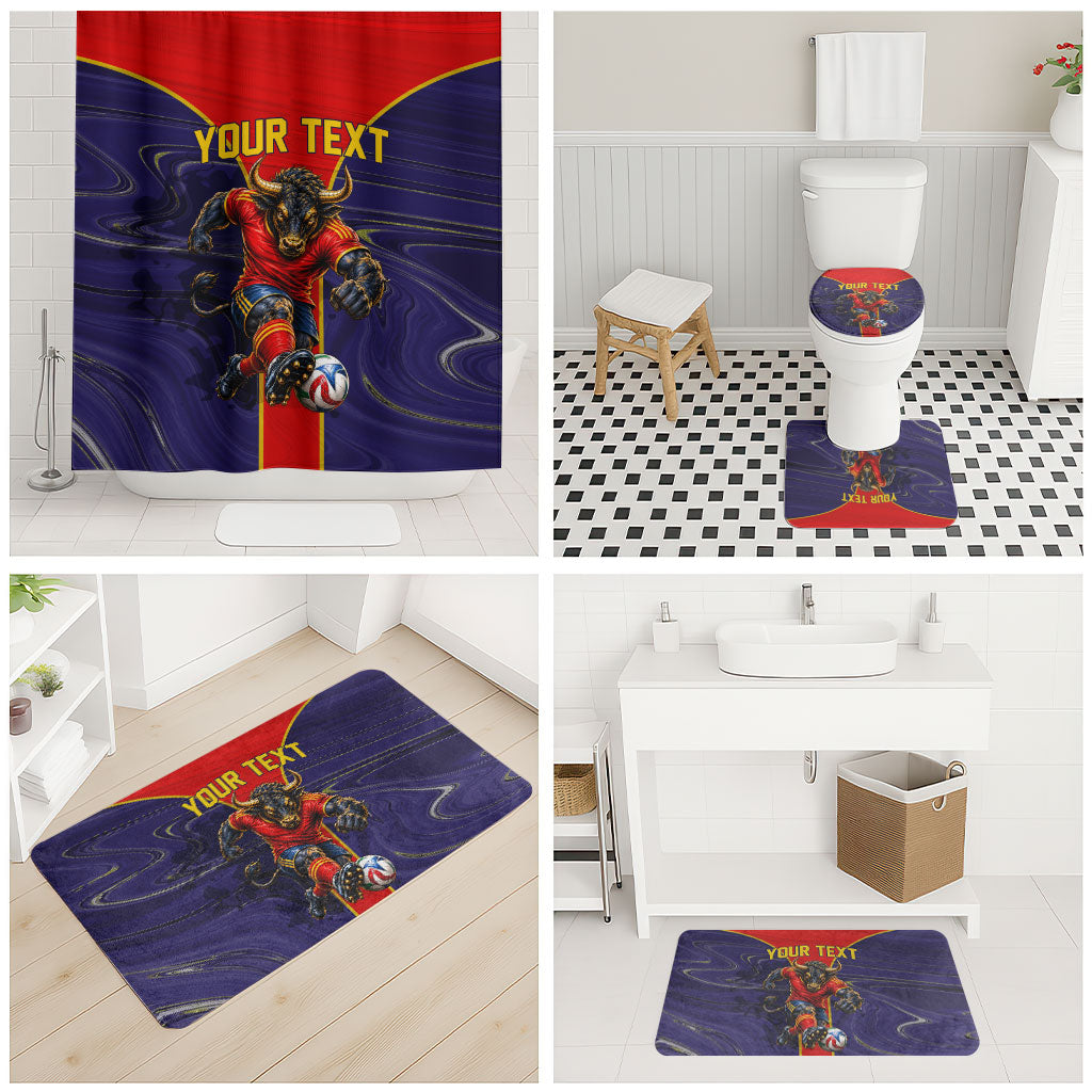 Personalized Spain Football Bathroom Set Fear the Bull Soccer Mascot Marble Art