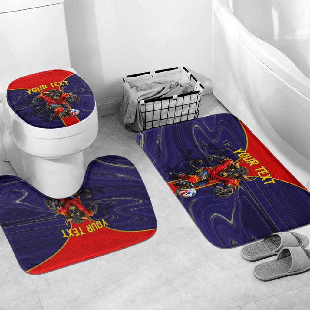 Personalized Spain Football Bathroom Set Fear the Bull Soccer Mascot Marble Art