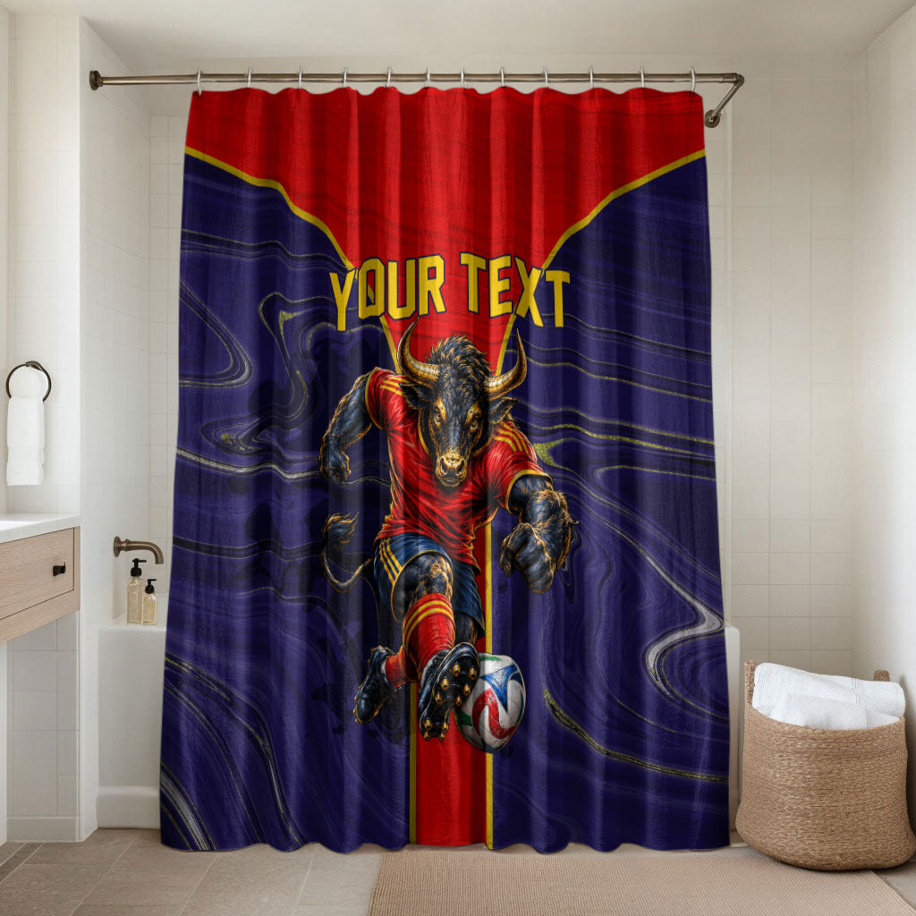 Personalized Spain Football Bathroom Set Fear the Bull Soccer Mascot Marble Art