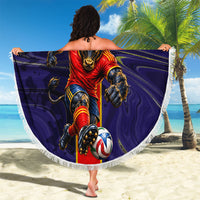 Personalized Spain Football Beach Blanket Fear the Bull Soccer Mascot Marble Art