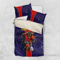 Personalized Spain Football Bedding Set Fear the Bull Soccer Mascot Marble Art