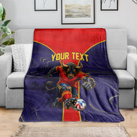 Personalized Spain Football Blanket Fear the Bull Soccer Mascot Marble Art