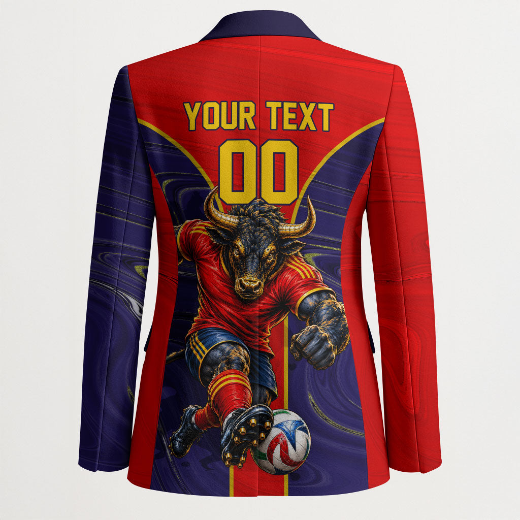 Personalized Spain Football Blazer Fear the Bull Soccer Mascot Marble Art