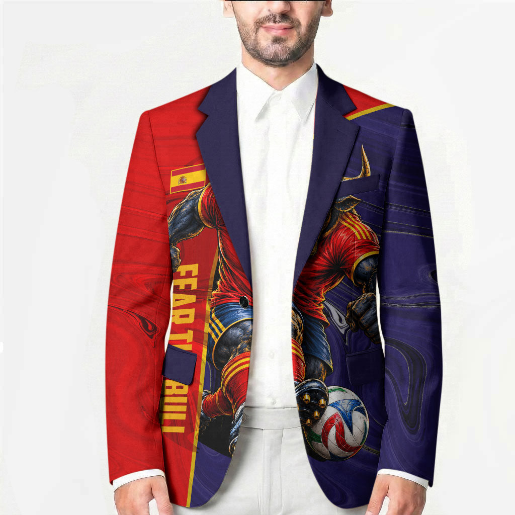 Personalized Spain Football Blazer Fear the Bull Soccer Mascot Marble Art