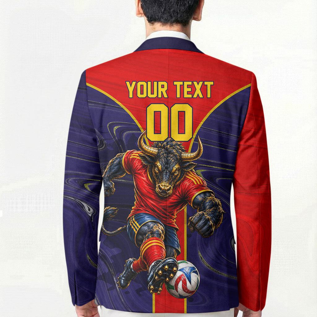 Personalized Spain Football Blazer Fear the Bull Soccer Mascot Marble Art