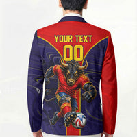 Personalized Spain Football Blazer Fear the Bull Soccer Mascot Marble Art