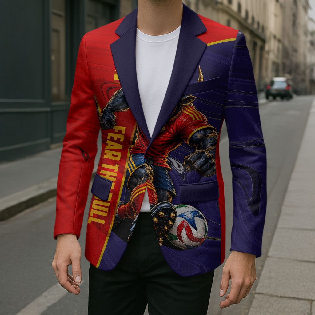 Personalized Spain Football Blazer Fear the Bull Soccer Mascot Marble Art