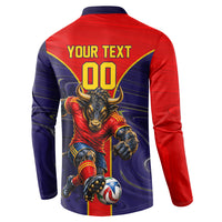 Personalized Spain Football Button Sweatshirt Fear the Bull Soccer Mascot Marble Art