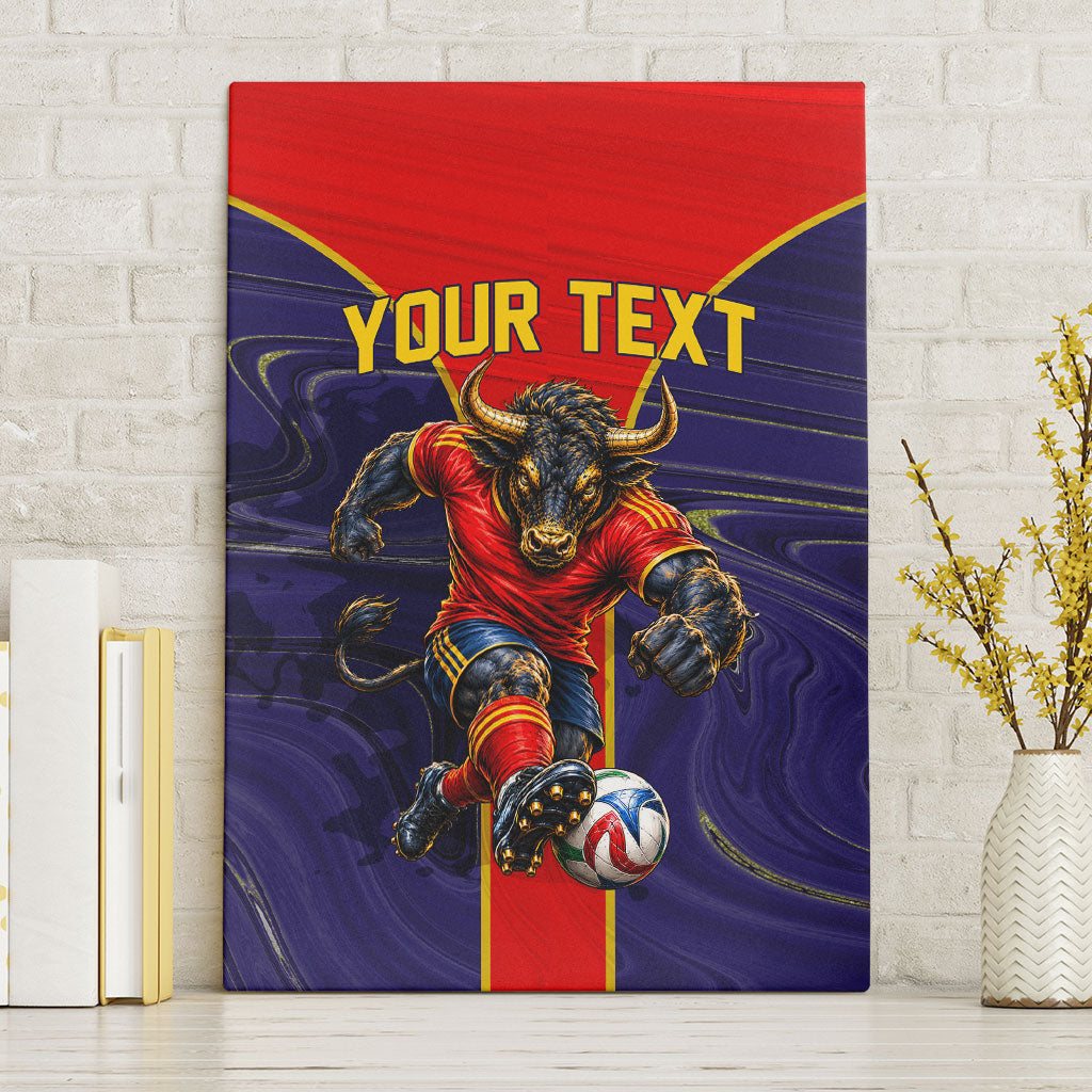 Personalized Spain Football Canvas Wall Art Fear the Bull Soccer Mascot Marble Art